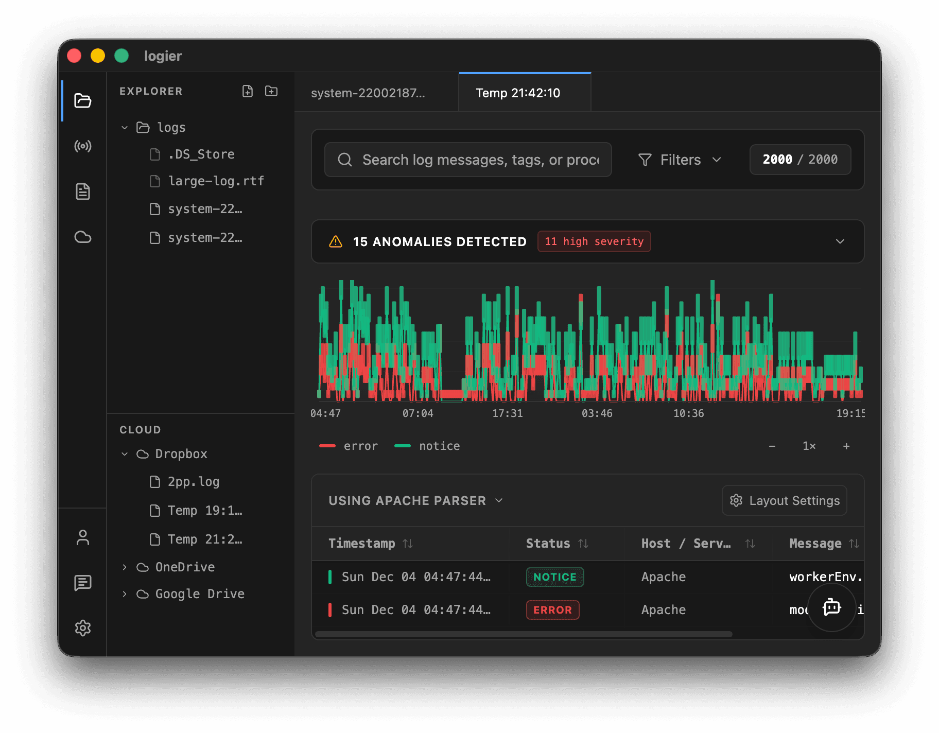 Logier desktop app — screenshot 1