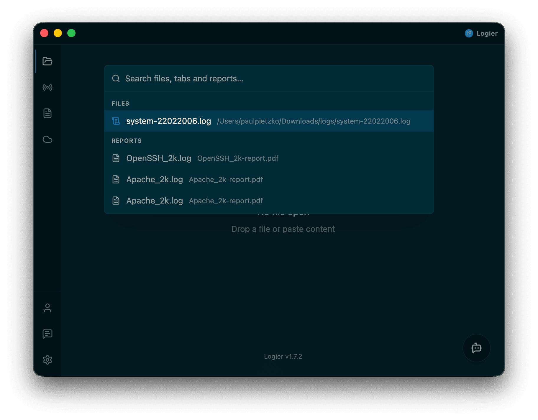 Logier App Quick Open