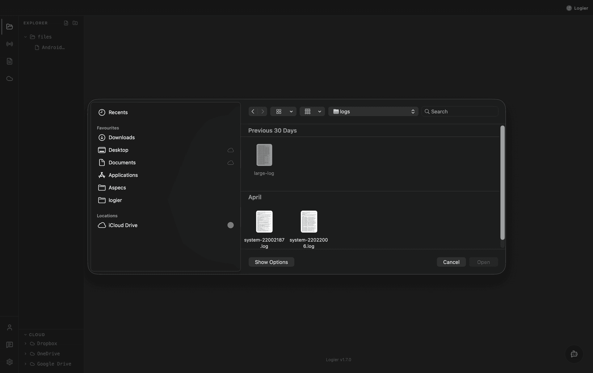 Logier App Open Files from Finder or Explorer