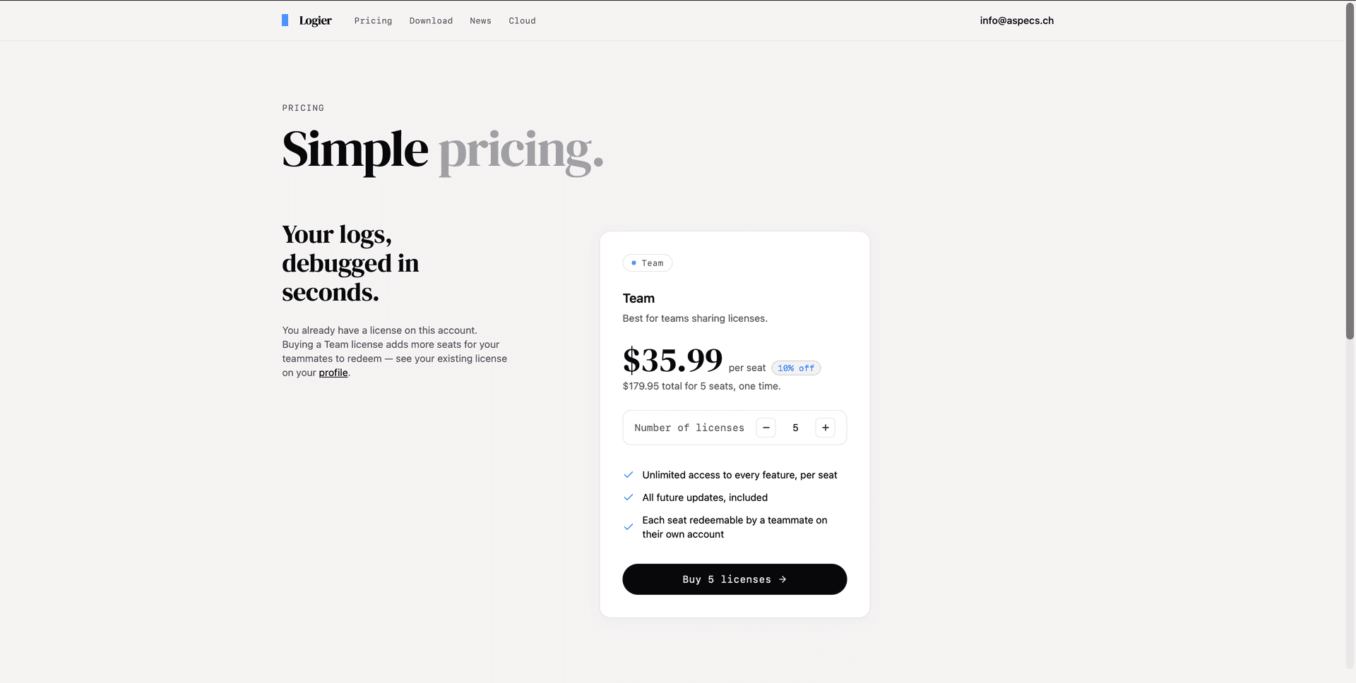 Logier Team Pricing