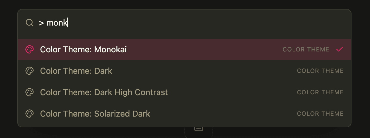 Logier switch Theme with Command Palette
