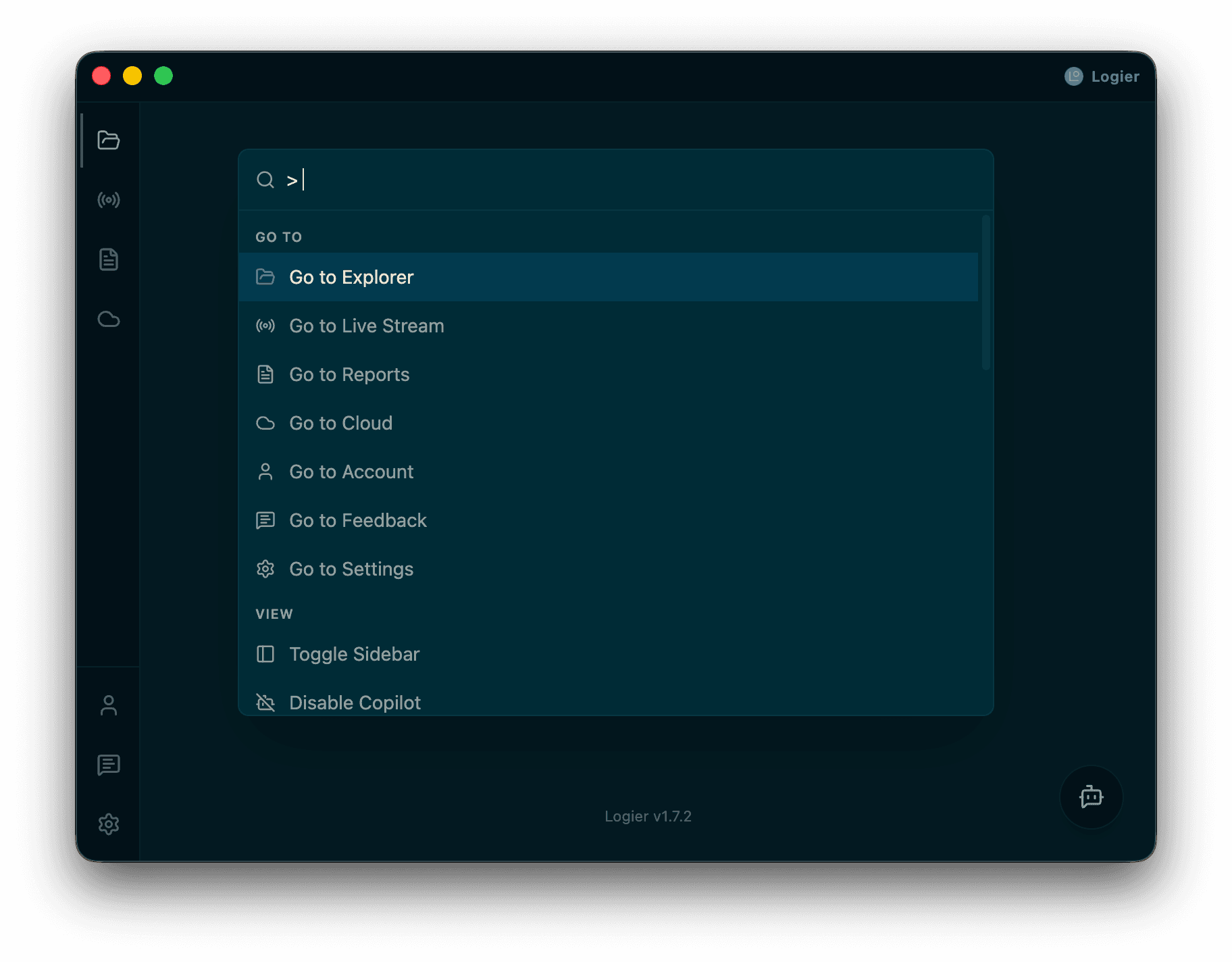 Logier App Command Palette