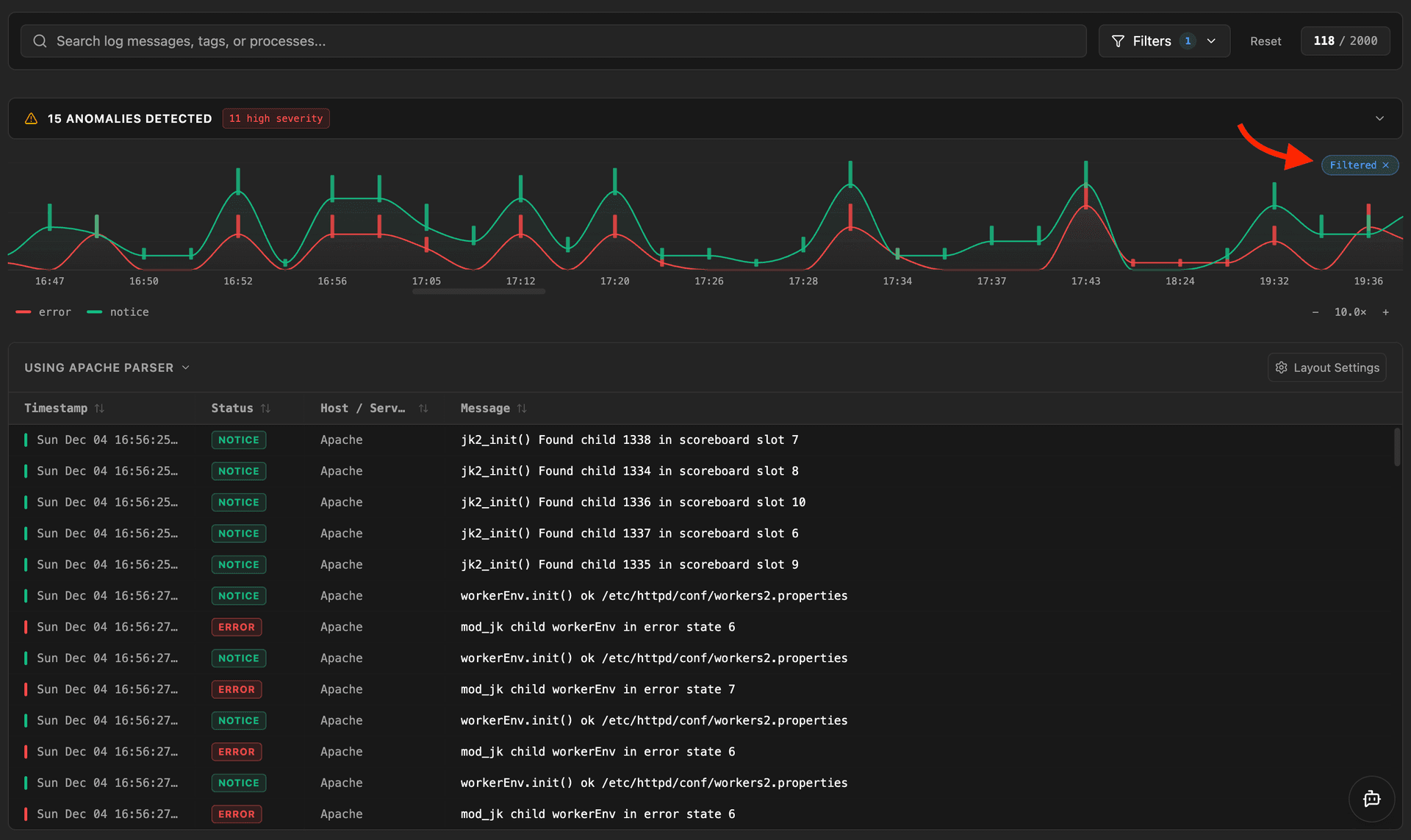 Logier Timeline Range Filtering
