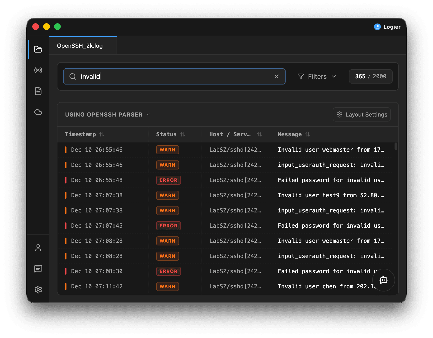 Logier Text Search Filtering