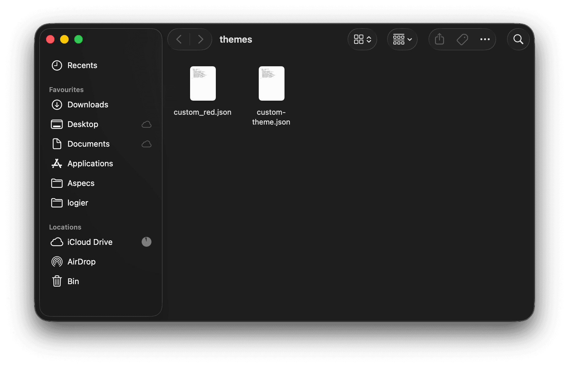Logier Custom Themes JSONs Location