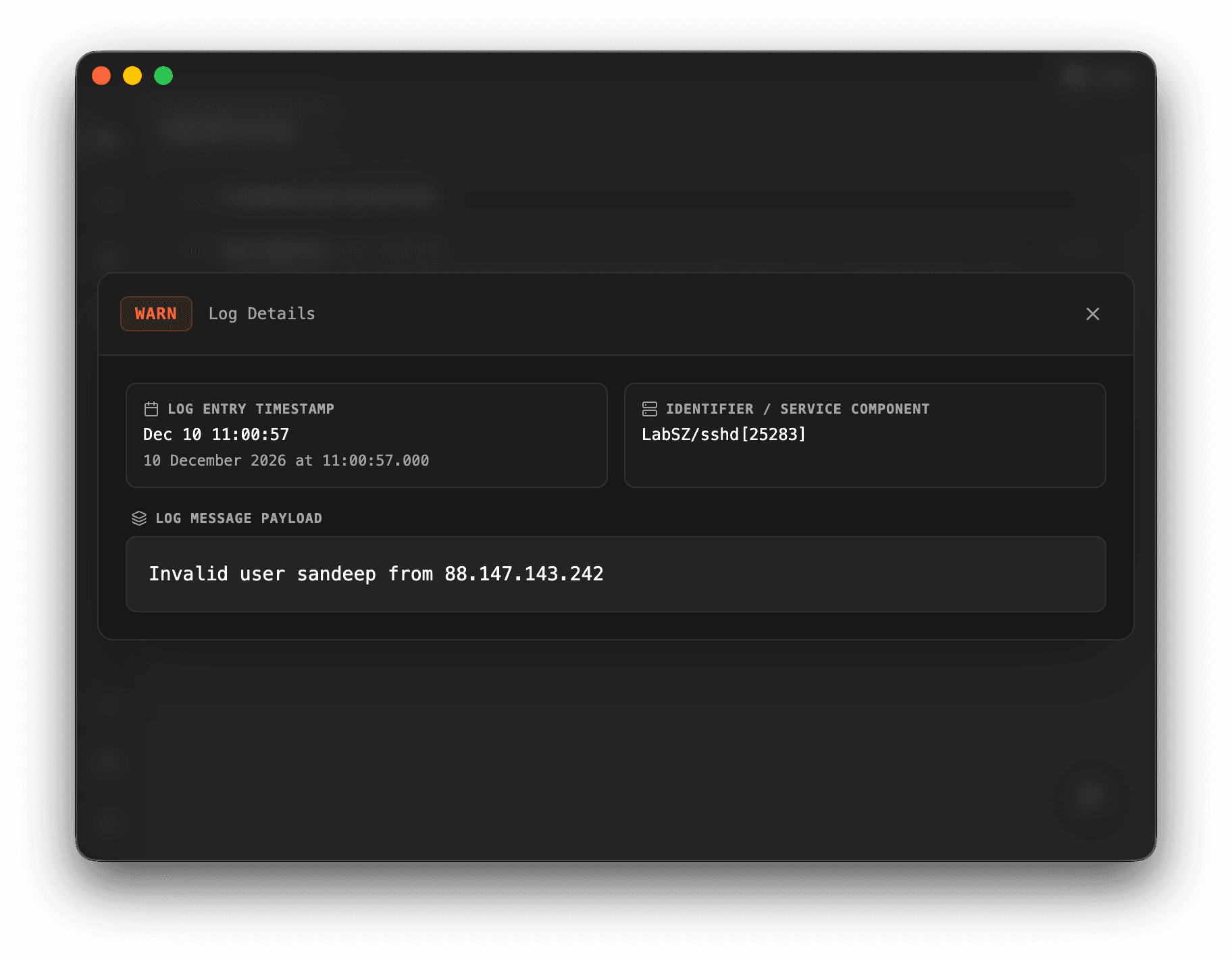 Logier Anomaly Logentry Details
